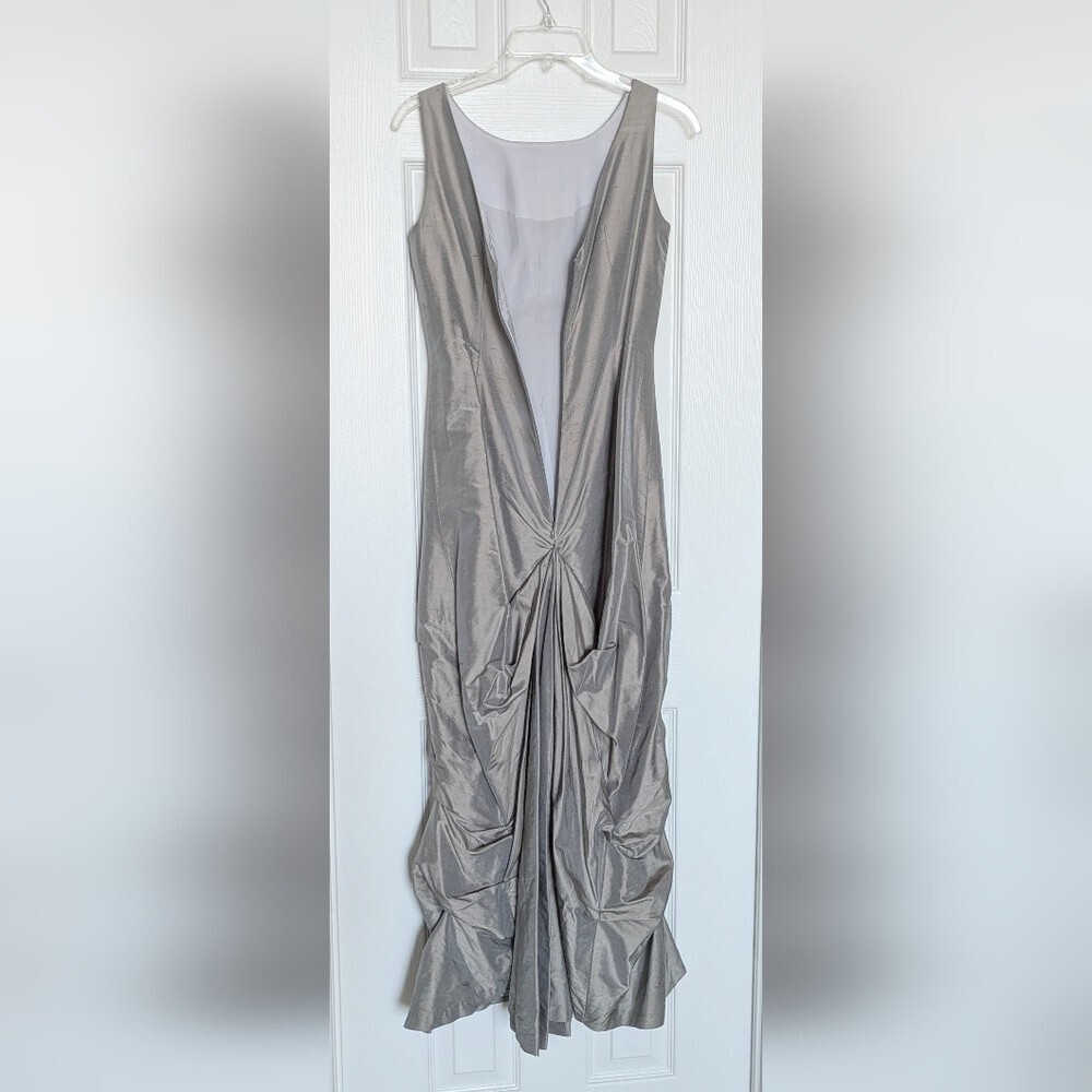 Women's 100% Silk Formal Custom-Made Maxi Dress/Gown w/Ruching, Bustle & Train - Picture 4 of 14